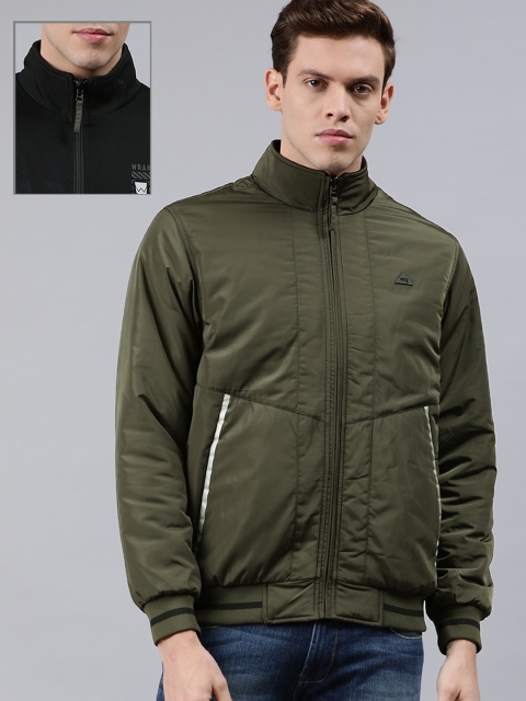 

Wrangler Men Olive Green Solid Reversible Slim Fit Bomber Slim Fit Jacket