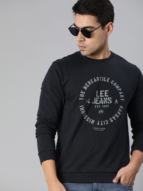 

Lee Men Navy Blue & Grey Printed Sweatshirt