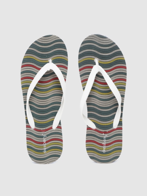 

DressBerry Women White & Green Striped Thong Flip-Flops