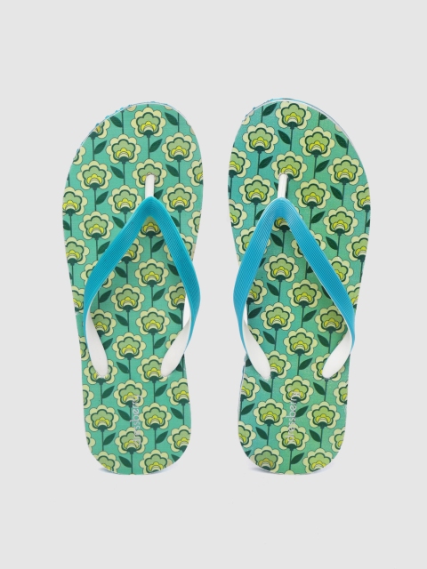 

DressBerry Women Teal Blue & Sea Green Ethnic Floral Print Thong Flip-Flops