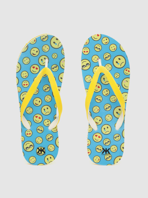 

Kook N Keech Women Yellow & Blue Emoji Print Thong Flip-Flops