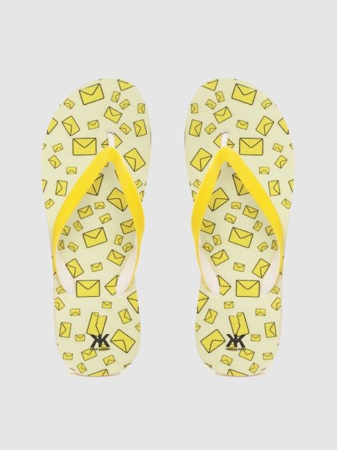 

Kook N Keech Women Yellow Envelope Print Thong Flip-Flops