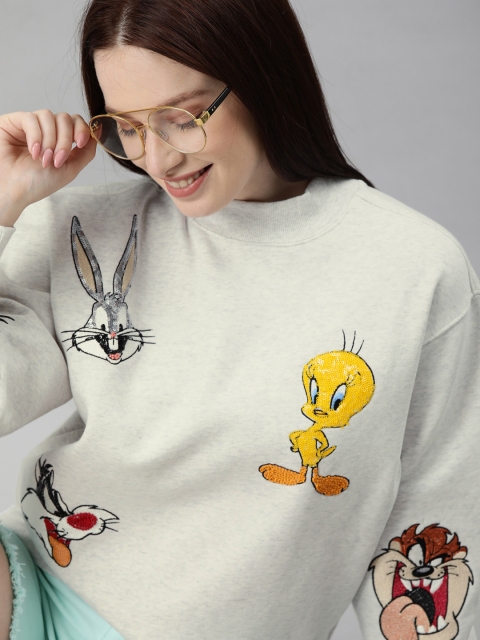 

Tommy Hilfiger Women Grey & Yellow Looney Tunes Printed Sweatshirt