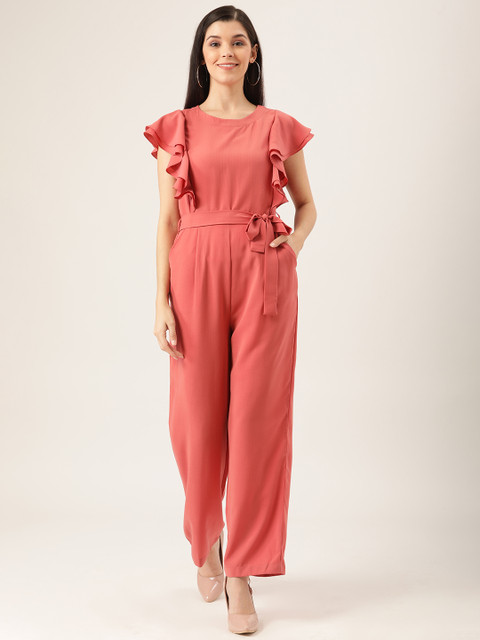 

QUIERO Women Dusty Pink Solid Basic Jumpsuit