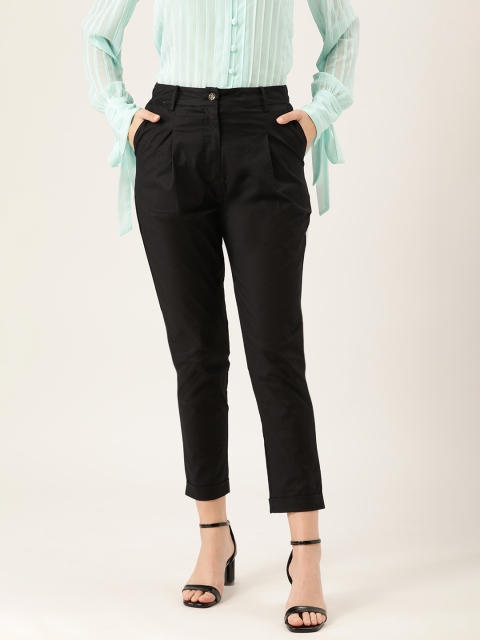 

QUIERO Women Black Solid Cropped Formal Trousers