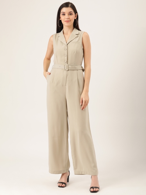 

QUIERO Women Taupe Solid Basic Jumpsuit