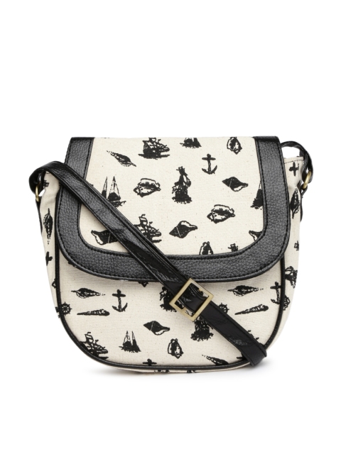 

Pick Pocket Off-White & Black Printed Sling Bag