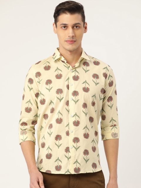 

Tistabene Men Yellow & Brown Regular Fit Floral print Casual Shirt