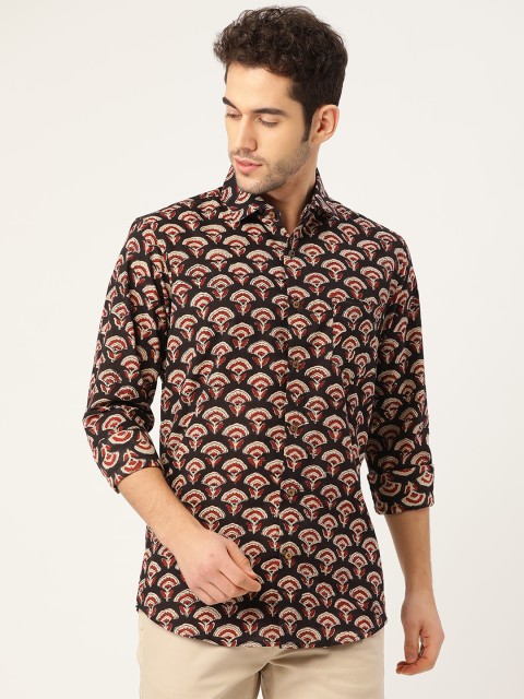 

Tistabene Men Black & Red Slim Fit Block Print Casual Shirt