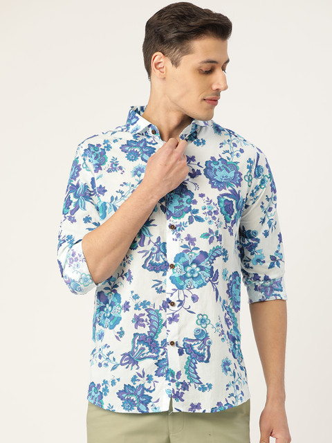 

Tistabene Men Blue & White Regular Fit Floral Print Casual Shirt