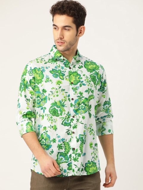 

Tistabene Men Green & White Regular Fit Floral Print Casual Shirt