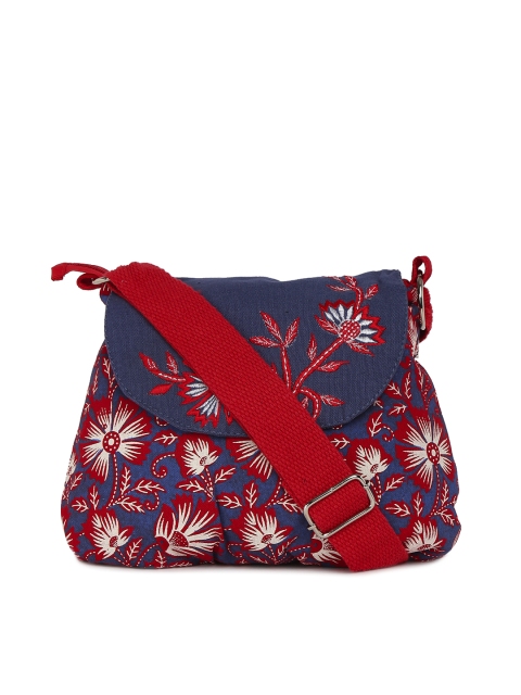 

Pick Pocket Blue & Red Floral Print Sling Bag