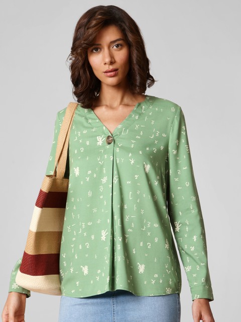 

Vero Moda Women Green & Off-White Printed Top