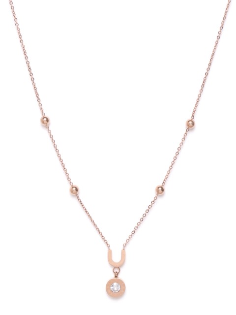 

DIVA WALK EXCLUSIVE Women Rose Gold-Plated CZ Studded Handcrafted Necklace
