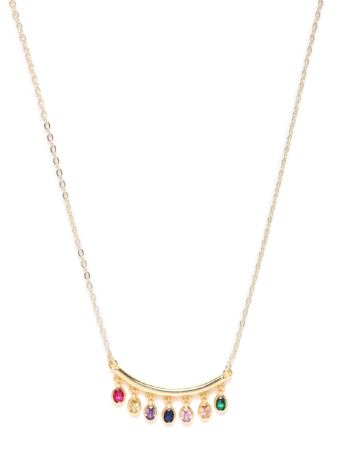 

DIVA WALK EXCLUSIVE Women Multicoloured Gold-Plated CZ Studded Handcrafted Necklace, Multi