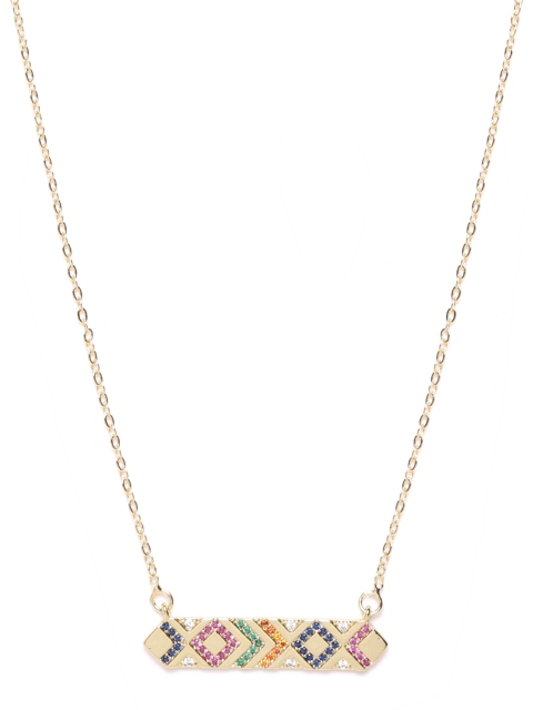 

ELLE Multicoloured Gold-Plated CZ Studded Handcrafted Necklace