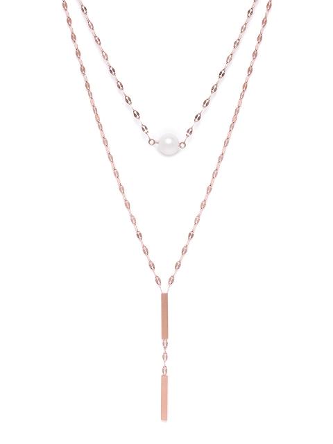 

DIVA WALK EXCLUSIVE Women Rose Gold-Plated Beaded Layered Necklace