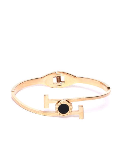 

DIVA WALK EXCLUSIVE Women Black Gold-Plated CZ Studded Cuff Bracelet