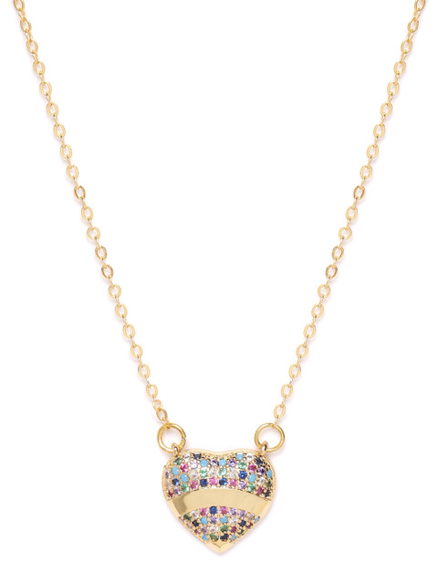 

DIVA WALK EXCLUSIVE Women Multi-Colored Gold-Plated CZ Studded Handcrafted Necklace