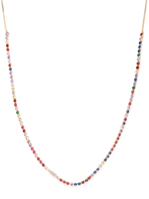 

ELLE Women Multicoloured Gold-Plated CZ Studded Handcrafted Necklace, Multi