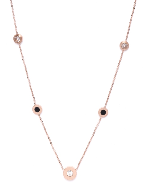 

DIVA WALK EXCLUSIVE Women Black Rose Gold-Plated CZ Studded Handcrafted Necklace