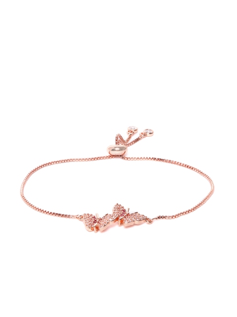 

DIVA WALK EXCLUSIVE Pink Rose Gold-Plated CZ Studded Butterfly-Shaped Handcrafted Bracelet