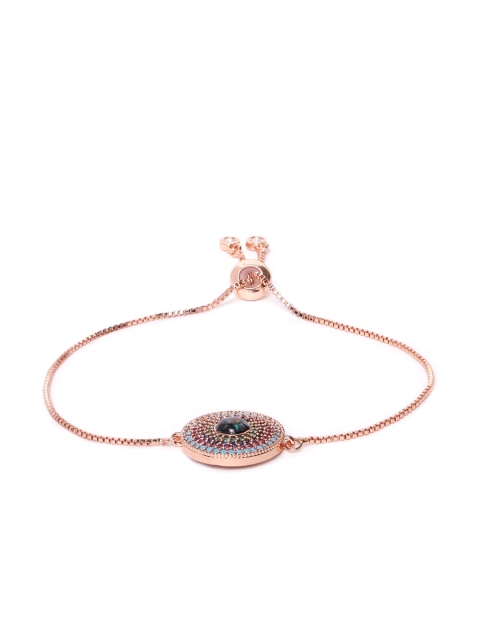 

DIVA WALK EXCLUSIVE Blue & Pink Rose Gold-Plated CZ Studded Circular Handcrafted Bracelet