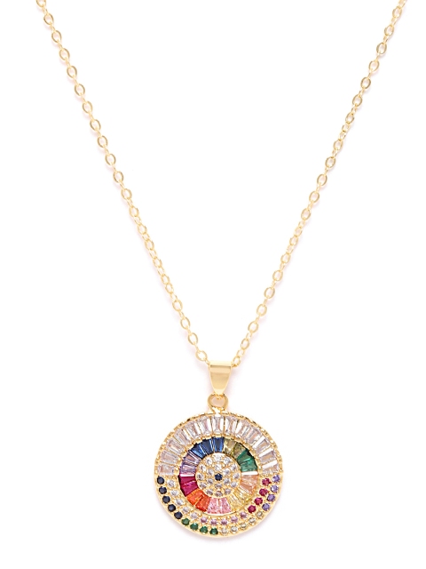 

ELLE Women Multicoloured Gold-Plated CZ Studded Circular Handcrafted Necklace, Multi