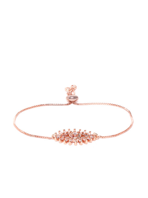 

DIVA WALK EXCLUSIVE Blue & Pink Rose Gold-Plated CZ Studded Eye Shaped Handcrafted Bracelet