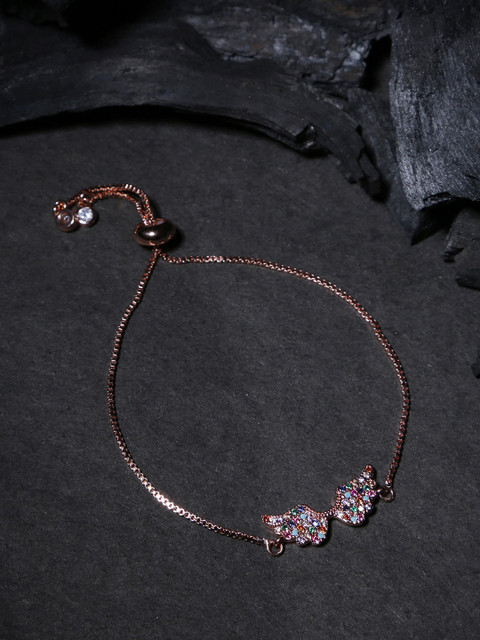 

ELLE Multicoloured Rose Gold-Plated CZ Studded Wings-Shaped Handcrafted Bracelet, Multi