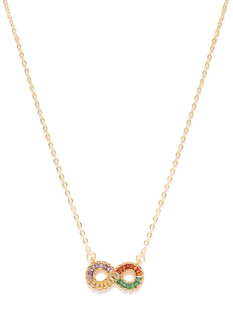 

DIVA WALK EXCLUSIVE Women Green & Orange Gold-Plated CZ Studded Handcrafted Necklace