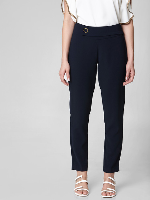 

Vero Moda Women Navy Blue Slim Fit Solid Regular Trousers