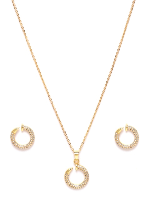 

DIVA WALK EXCLUSIVE Women Gold Plated CZ Studded Handcrafted JewDIVA WALK EXCLUSIVEry Set