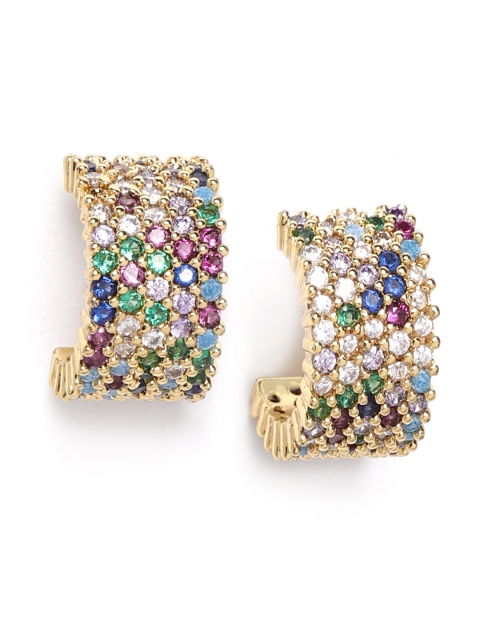 

ELLE Multicoloured Gold-Plated CZ Studded Handcrafted Circular Studs