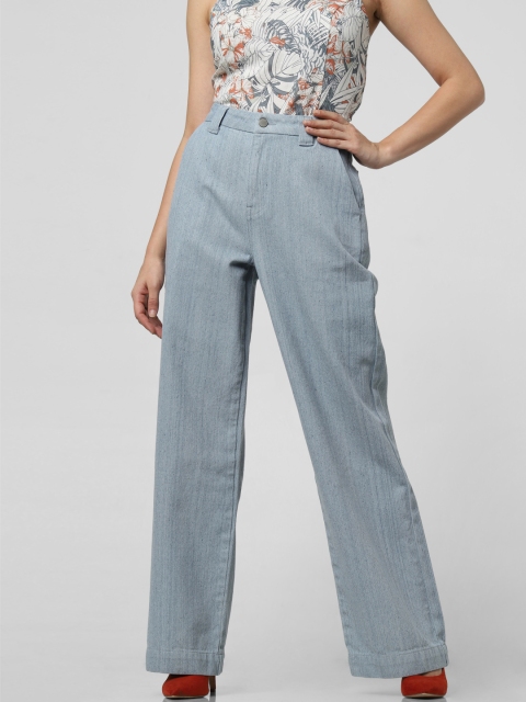 

Vero Moda Women Blue Regular Fit Solid Denim Parallel Trousers