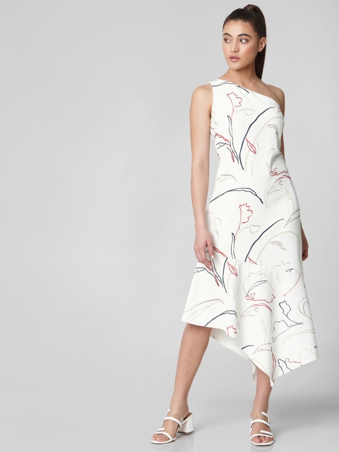 

Vero Moda Women White Printed One Shoulder Sheath Dress