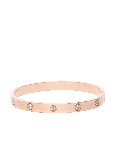 

ELLE Rose Gold-Plated CZ Studded Handcrafted Bangle-Style Bracelet