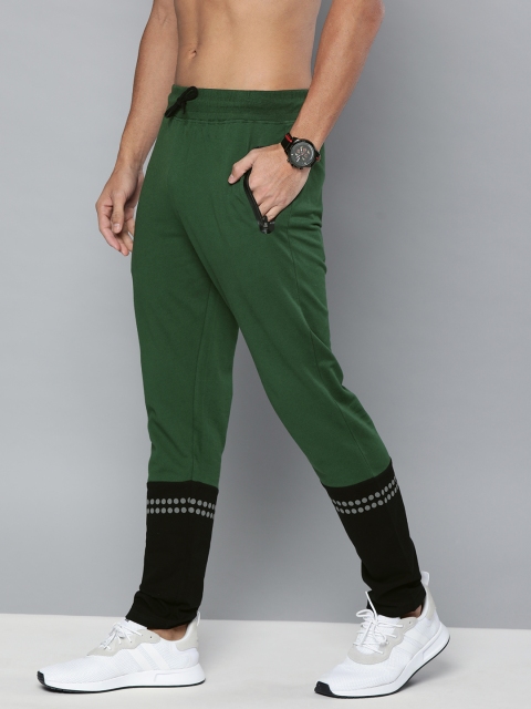 

HERE&NOW Men Green & Black Colourblocked Track Pants