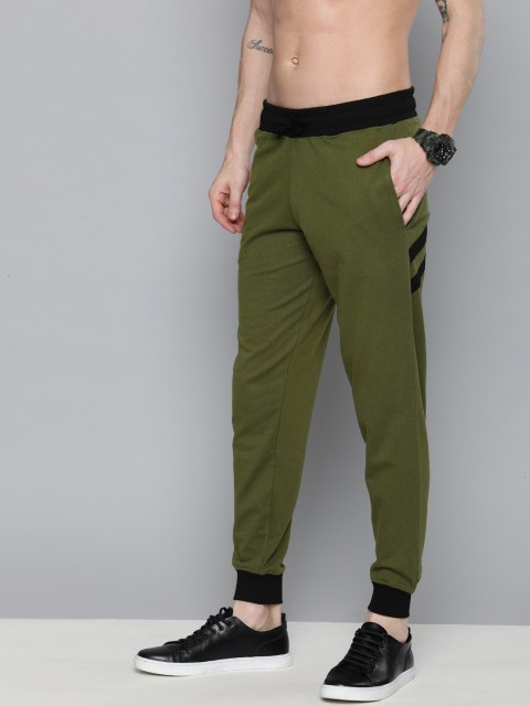 

HERE&NOW Men Olive Green Solid Joggers