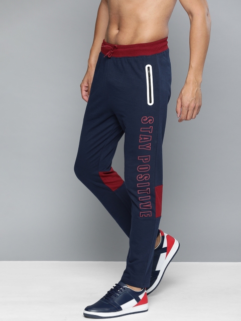 

HERE&NOW Men Navy Blue Straight Fit Printed Track Pants