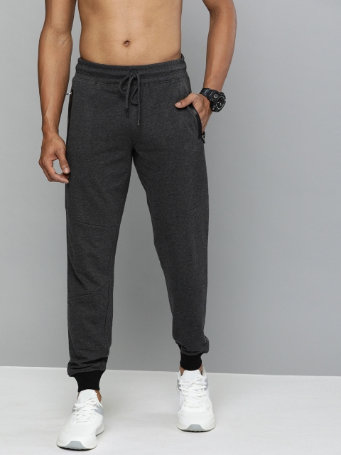 

HERE&NOW Men Charcoal Grey Solid Regular Fit Joggers With Printed Detail
