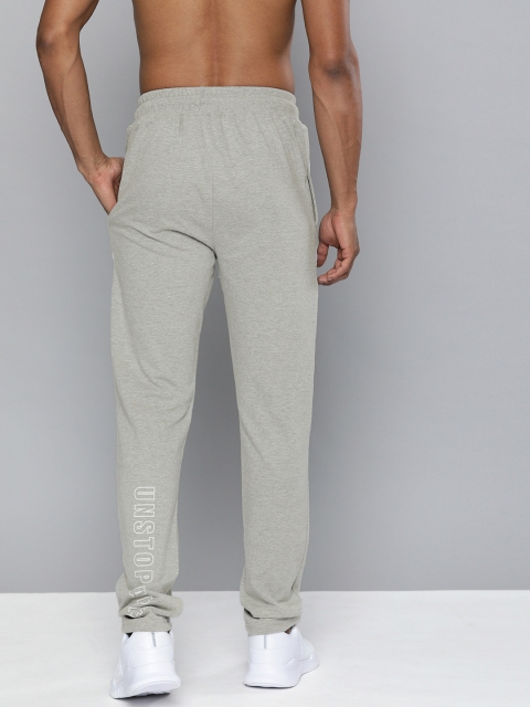 

HERE&NOW Men Grey Melange Solid Straight Fit Track Pants with Printed Detail