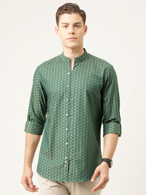 

SIMON CARTER LONDON Men Green Slim Fit Printed Casual Shirt