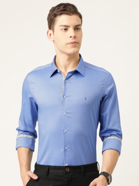 

SIMON CARTER LONDON Men Blue Slim Fit Solid Smart Casual Shirt