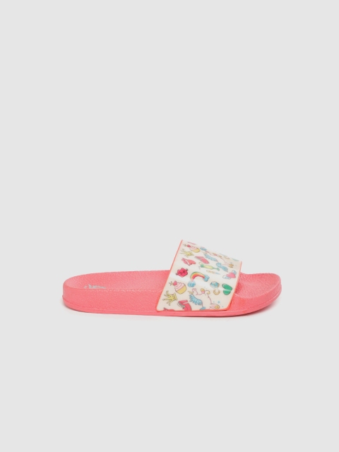 

YK Girls White & Pink Unicorn & Rainbow Print Sliders