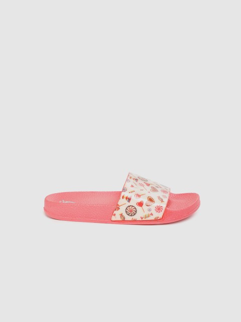 

YK Girls White & Pink Candy Print Sliders