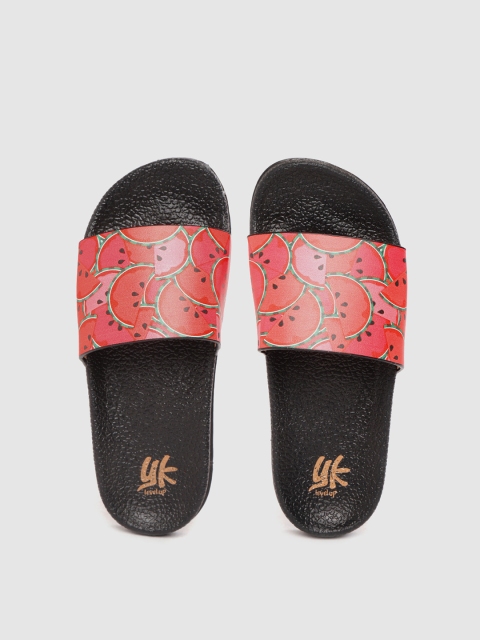 

YK Girls Red & Black Watermelon Printed Sliders