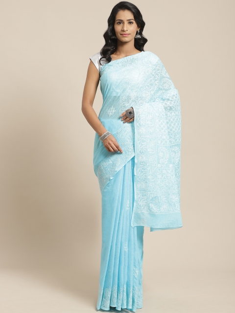 

ADA Blue & White Kota Chikankari Embroidered Saree