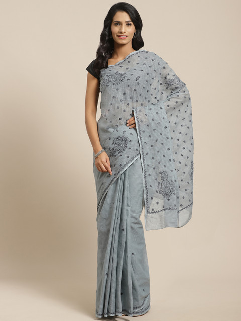 

ADA Grey Chikankari Embroidered Saree