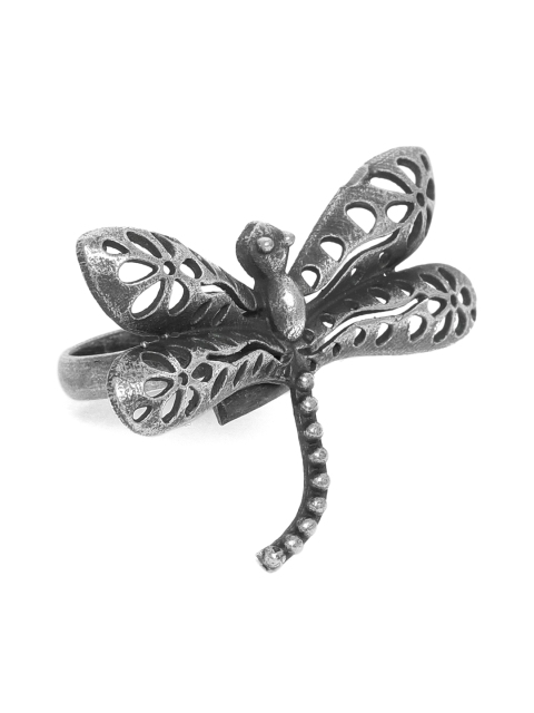 

VIDRUKARIH Silver-Plated Oxidized Adjustable Ring